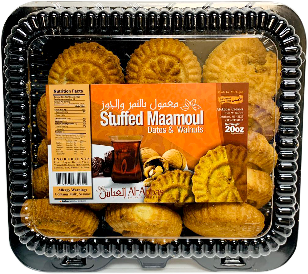 Al-Abbas Cookies Stuffed Maamoul Dates & Walnuts 20oz