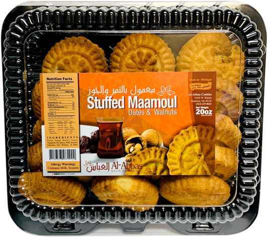 Al-Abbas Cookies Stuffed Maamoul Dates & Walnuts 20oz